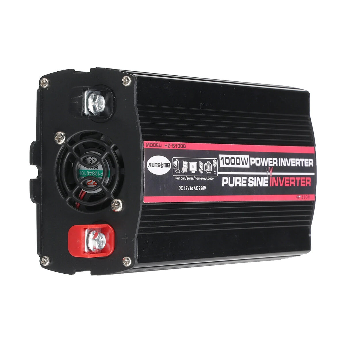 (image for) AUTSOME 12V to 220V Converter Pure Sine Wave Power Inverter Car Solar Dual USB Charger With LED Display