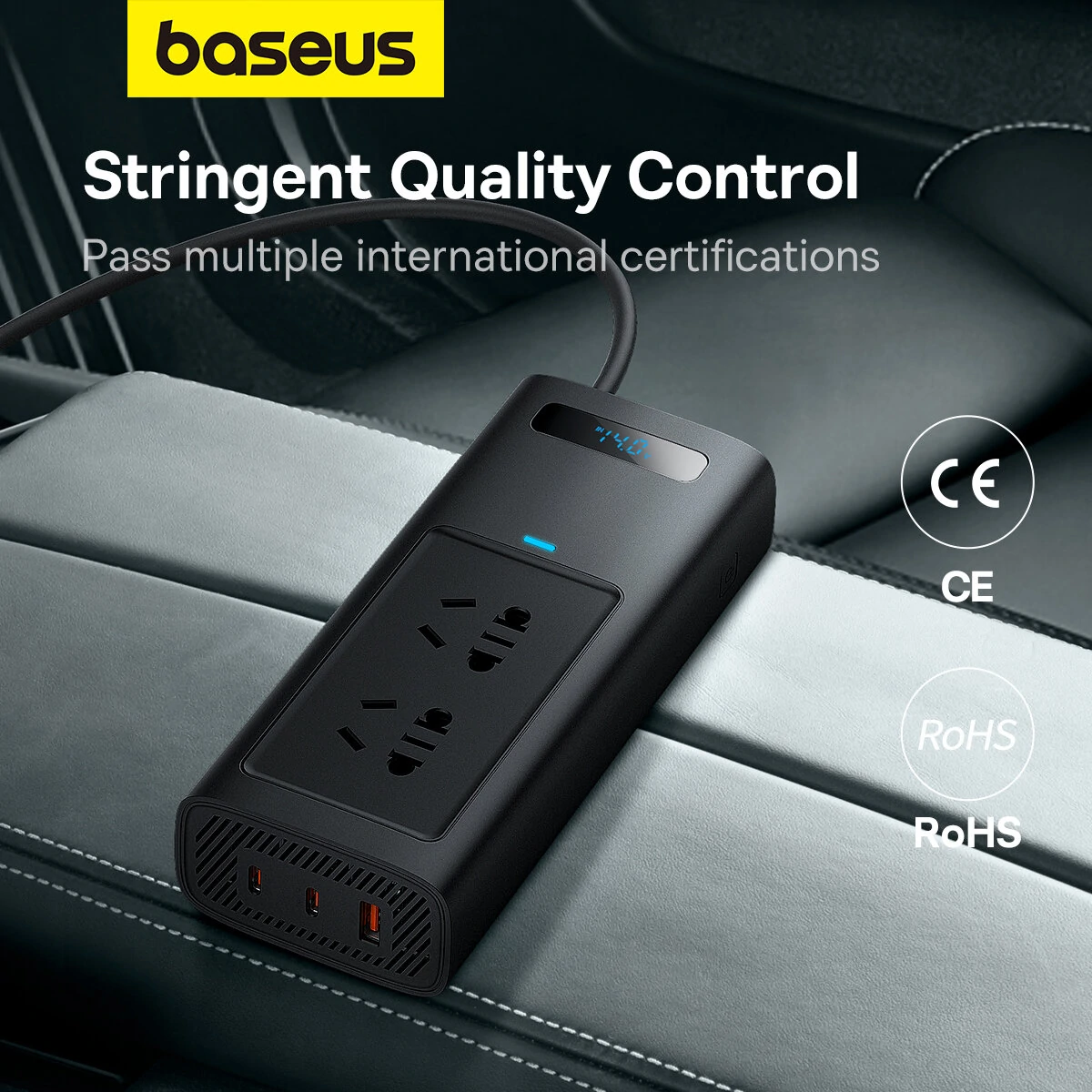 (image for) Baseus 150W Car Inverter USB Type C 30W DC12V to AC 220V 110V Auto Power Inversor Fast Charger For Car Power Adapter